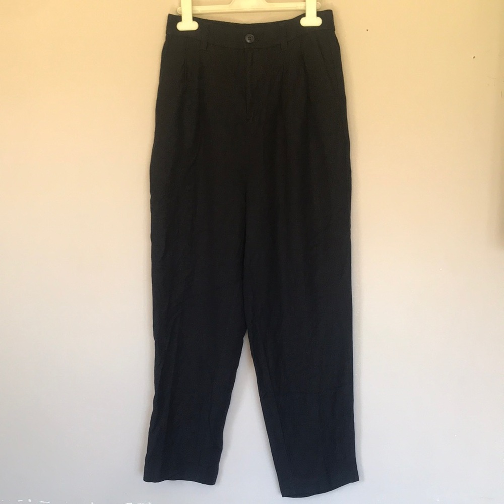 Womens Madewell Black Linen Trouser Pants Size 00